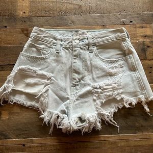 Hollister high rise denim ripped shorts